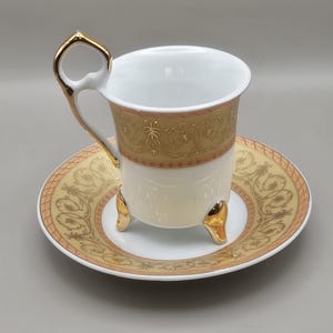 Vintage T- Limoges Coffee Espresso cup and Saucer; demitasse coffee cup