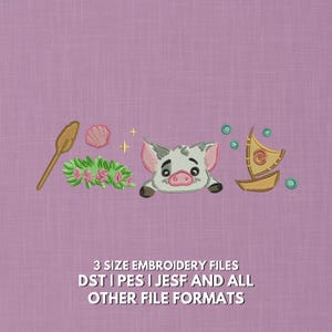 Moana Inspired Trendy Embroidery Design | Pua Pig Embroidery Design | Tropical Island Embroidery File | Princess Character