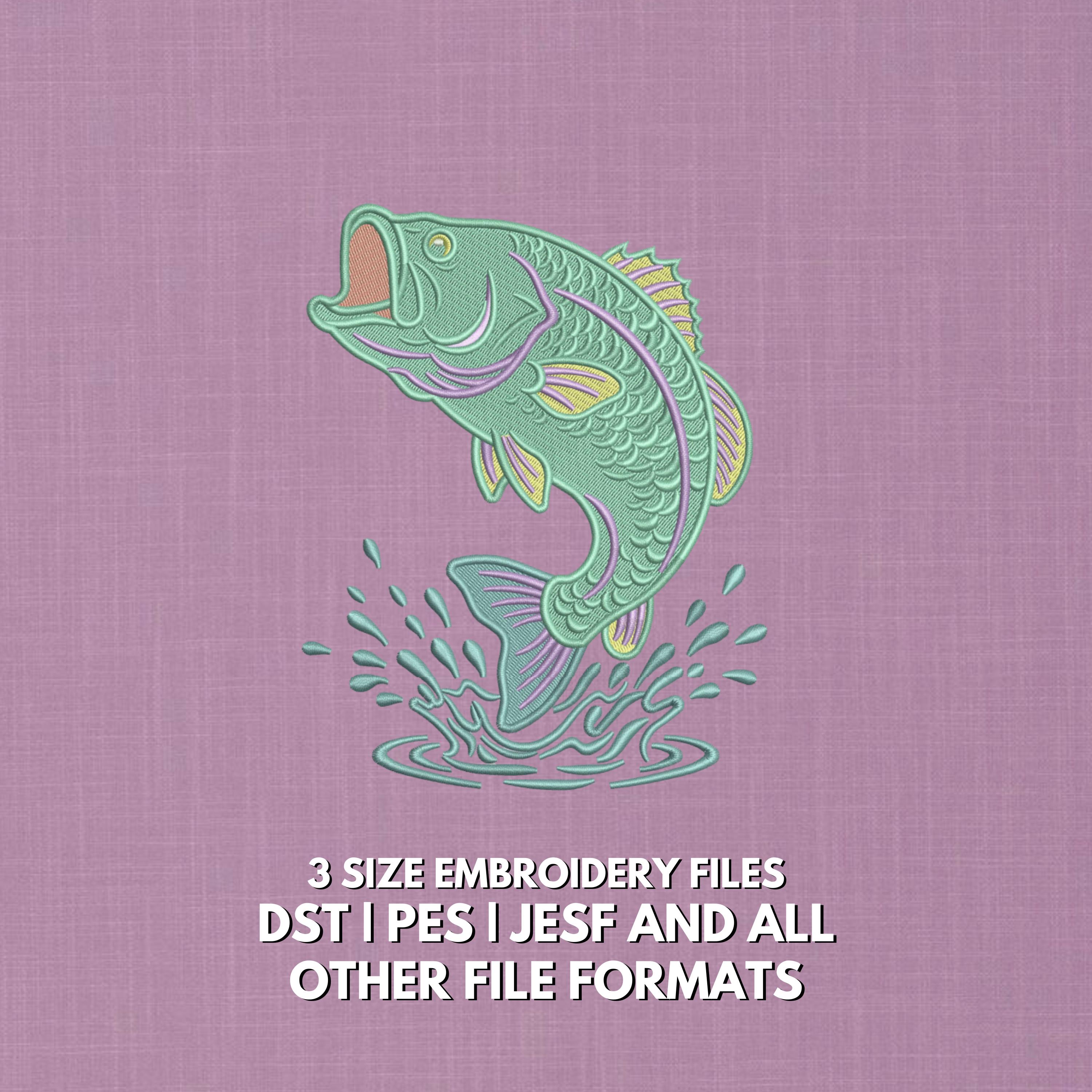 Largemouth Bass Embroidery Design | Jumping Fish Splash Machine ...