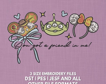 Toy Story Embroidery Design | Woody Sheriff Hat Alien Buzz Lightyear Mickey Ears Design | Disney Pixar Quote Trendy Design