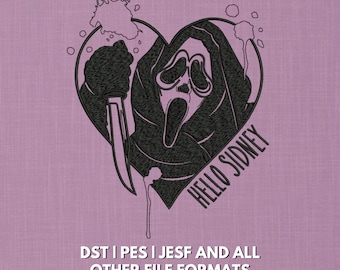 Hello Sidney Ghost Face Embroidery Design, Horror Movie File (Digital Download)