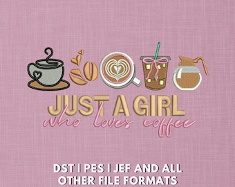 Coffee Lover Embroidery Design | Latte Art, Iced Coffee (5x7, DST, PES, JEF)