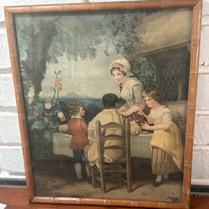 Antique Print The Cottage Door  Artist Francis Wheatley) Artist Georges Keating (Ireland 1762 - London 1842)