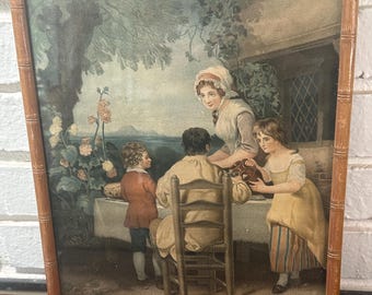 Antique Print The Cottage Door  Artist Francis Wheatley) Artist Georges Keating (Ireland 1762 - London 1842)