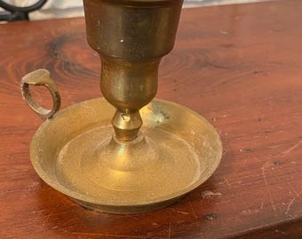 Antique Ornate Solid Brass Church Altar Triangle Base Candle Holder