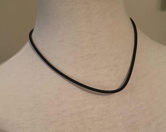 Black Rubber Cord Necklace 16 Inch Lobster Clasp With Chain  Extender  Easy DIY Jewelry Making, Lightweight Just Add Pendant