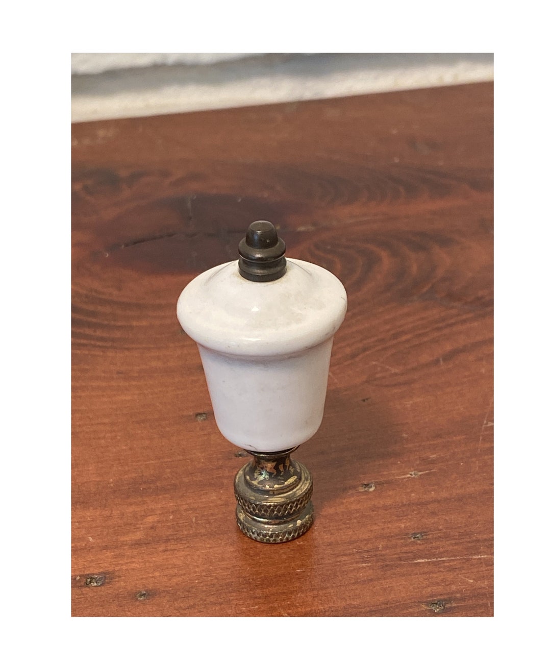 Vintage Lamp Finial Porcelain Antique Brass Base Etsy