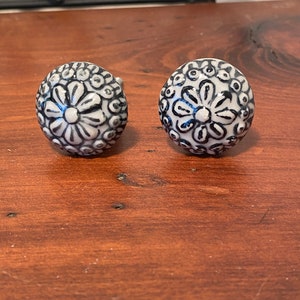 Ceramic Blue and White Decorative Knob Drawer Pulls  Cabinet Door | Furniture Hardware