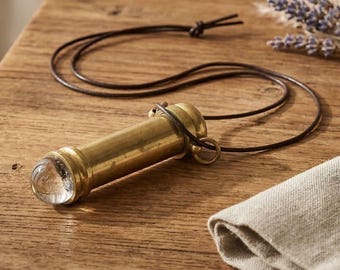 Handcrafted Brass Teleidoscope Pendant Necklace – Vintage Optical Art Jewelry