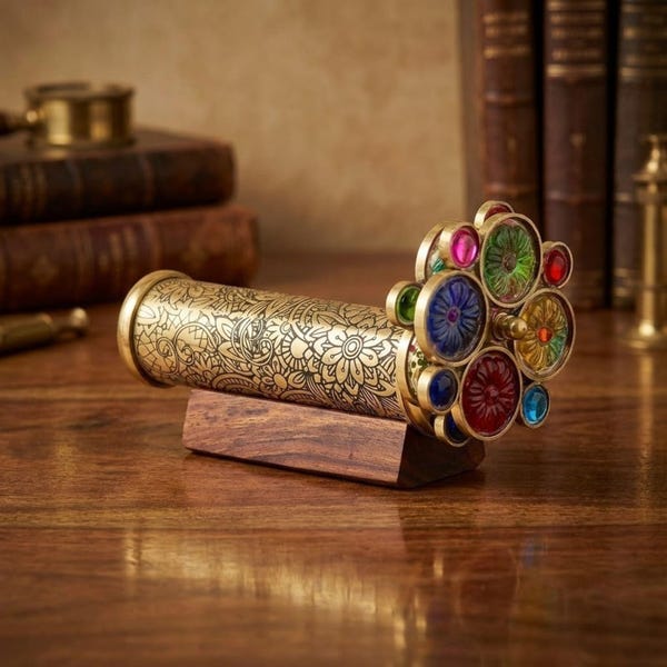 Brass Kaleidoscope "Floral Garden Brass Wheels" - A meaningful gift for Birthday, Anniversary and Christmas