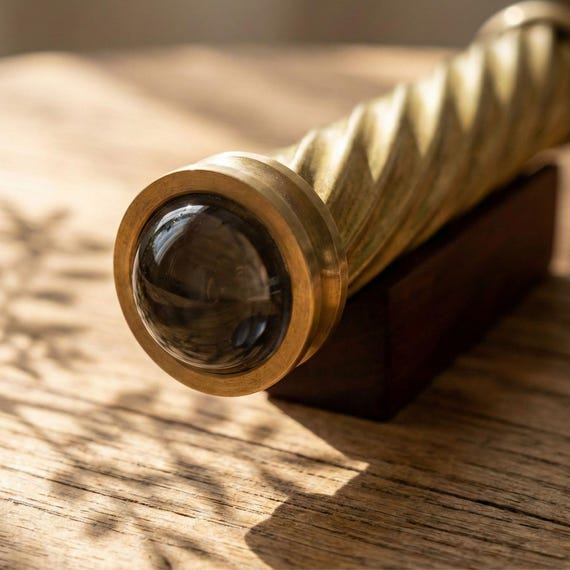 Brass Spiral Teleidoscope – Optical Marble Lens Kaleidoscope, Artisan Crafted Gift