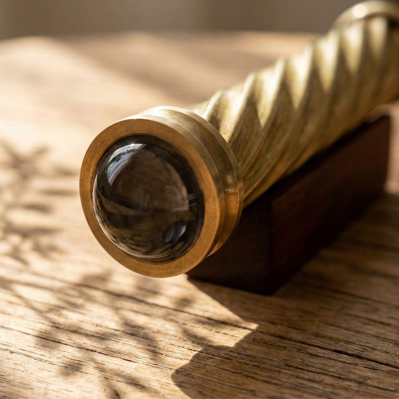 Brass Spiral Teleidoscope – Optical Marble Lens Kaleidoscope, Artisan Crafted Gift image 1