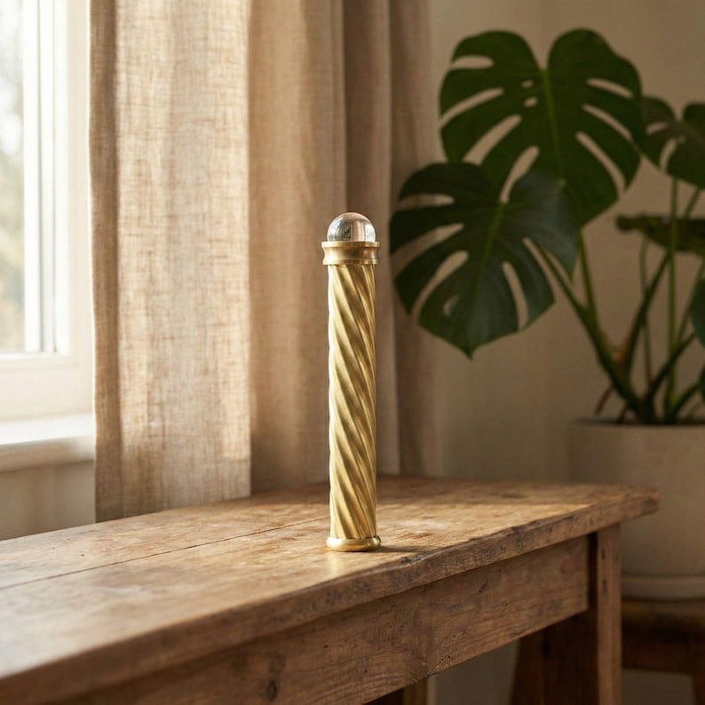 Brass Spiral Teleidoscope – Optical Marble Lens Kaleidoscope, Artisan Crafted Gift image 2