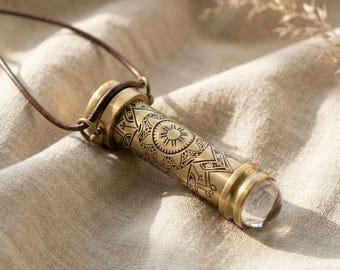 Brass Teleidoscope / Kaleidoscope Pendant – Handcrafted Optical Jewelry