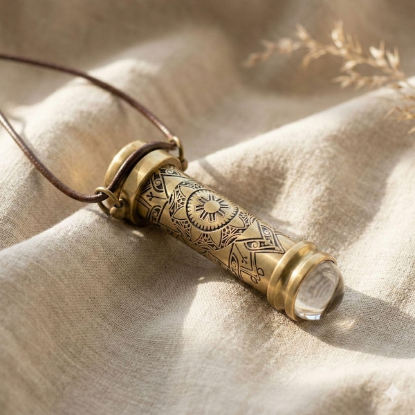 Brass Teleidoscope / Kaleidoscope Pendant – Handcrafted Optical Jewelry