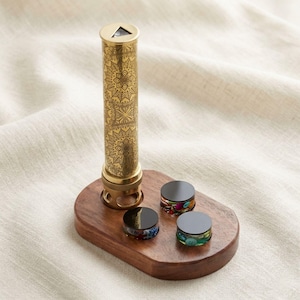 FloraLux Brass Kaleidoscope – Etched Floral Optical Toy, Liquid Chambers