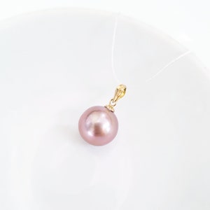 Perfect Round Freshwater Pearls AA+ Quality Natural Mauve Pink or Peach Color 11-12mm l, 12-13mm, 13-14mm Pearl Pendant