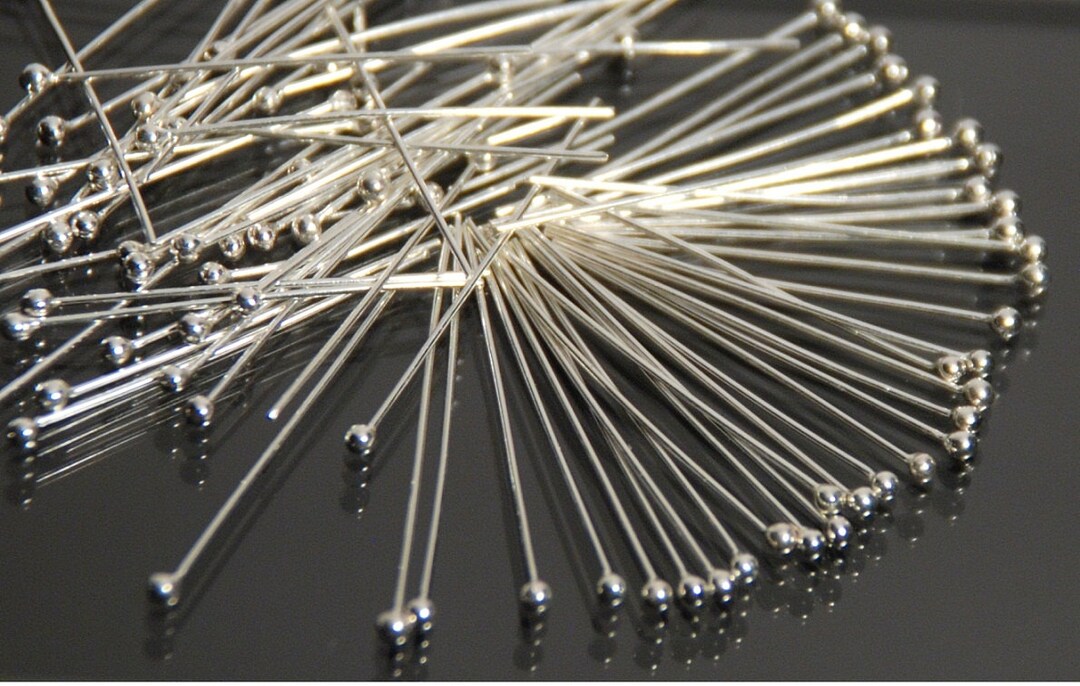 Sterling Silver Ball End Pin, Ball Pin, Head Pin, 1 Inch Long, 26 Gauge