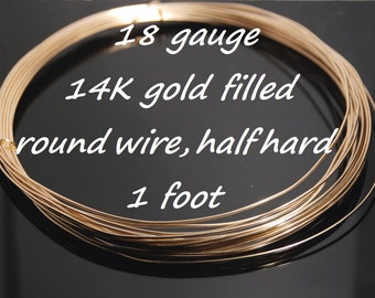 Made in USA 18 gauge 14K gold filled round wire,half hard, one foot