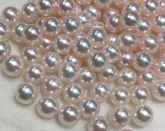 Japanese Akoya Pearl 5-9mm Perfect Round High Luster Genuine Cultured Saltwater Pearl White Untreated Non-Dyed Loose Pearl One Piece