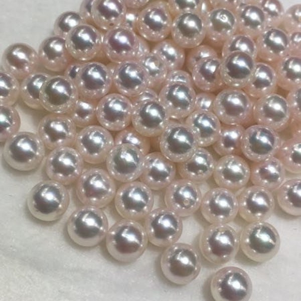 Japanese Akoya Pearl 5-9mm Perfect Round High Luster Genuine Cultured Saltwater Pearl White Untreated Non-Dyed Loose Pearl One Piece