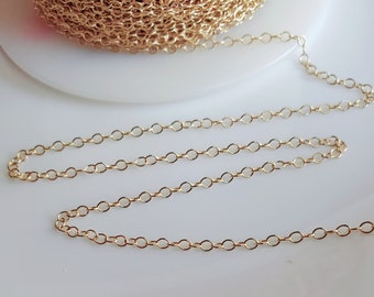 14K gold filled cable chain 1.9x2.3mm link for jewelry making, 5 feet