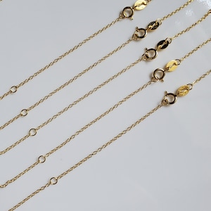 5 pc: gold chain finished 24k gold plated over sterling silver necklace chain 18&quot; cable chain 1.3x1.5mm link spring ring clasp