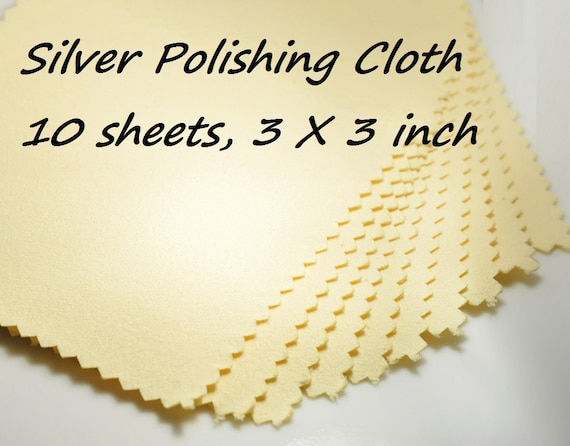 10 Sheets Silver Cleaning Cloth, Silver Polishing Cloth, 3x3 Inch, 80x80  Mm, Yellow Color, for Sterling Silver 