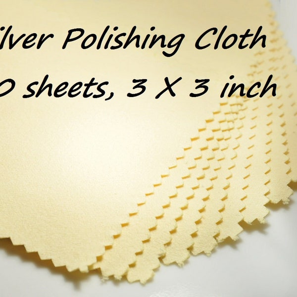 10 sheets silver cleaning cloth, silver polishing cloth, 3x3 inch, 80x80 mm, yellow color, for sterling silver