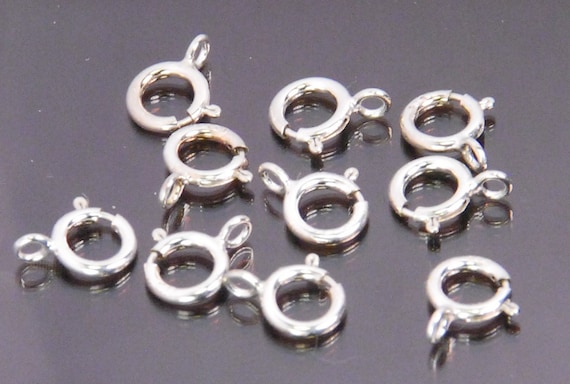 Sterling Silver Round Spring Clasps With Closed Ring, Mm, 10