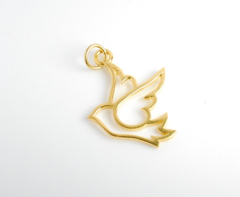Sterling Silver Cutout Descending Dove Outline Bird Charm