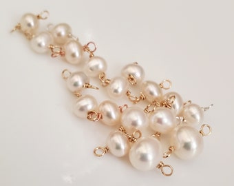 Set of 10 connectors: 4-7mm Genuine Freshwater Pearl Connectors 14K Gold Filled Rose Gold Filled Sterling Silver Closed Loops 1.5-1.8mm