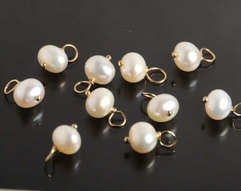 5mm Fresh Water Pearl charm with 14K Gold filled Ball Pin, Potato Pearls Natural Pearls Handmade Loop 1.8-2.0mm 10 pcs Choose Pearl Color