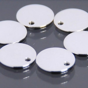 9mm blanc argent sterling, charme, jauge 24, pour les bijoux personnalisés, bijoux estampillés et colliers initiaux, 6 pcs