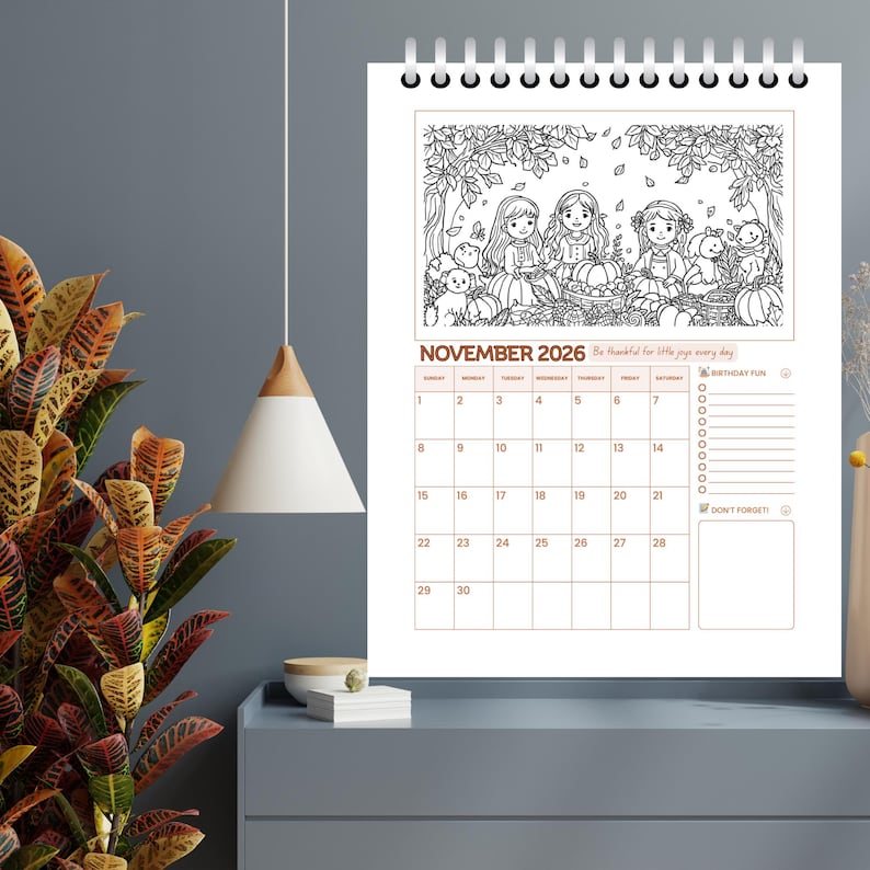 Kids Coloring Calendar 2026 Printable | Monthly Coloring Pages PDF ...