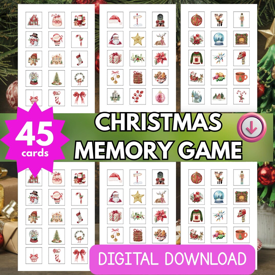 Christmas Memory Game Printable | Kids Matching Game | Holiday Party ...