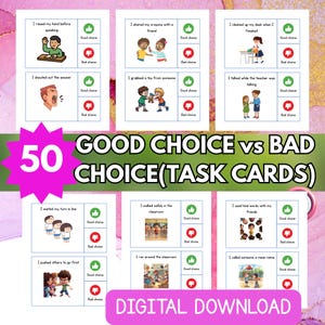 Goede keuze slechte keuze Flashcards | Gedragssorteerkaarten voor kinderen | Digitale download
