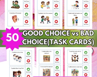 Good Choice Bad Choice Flashcards | Behaviour Sorting Cards for Kids | Digital download