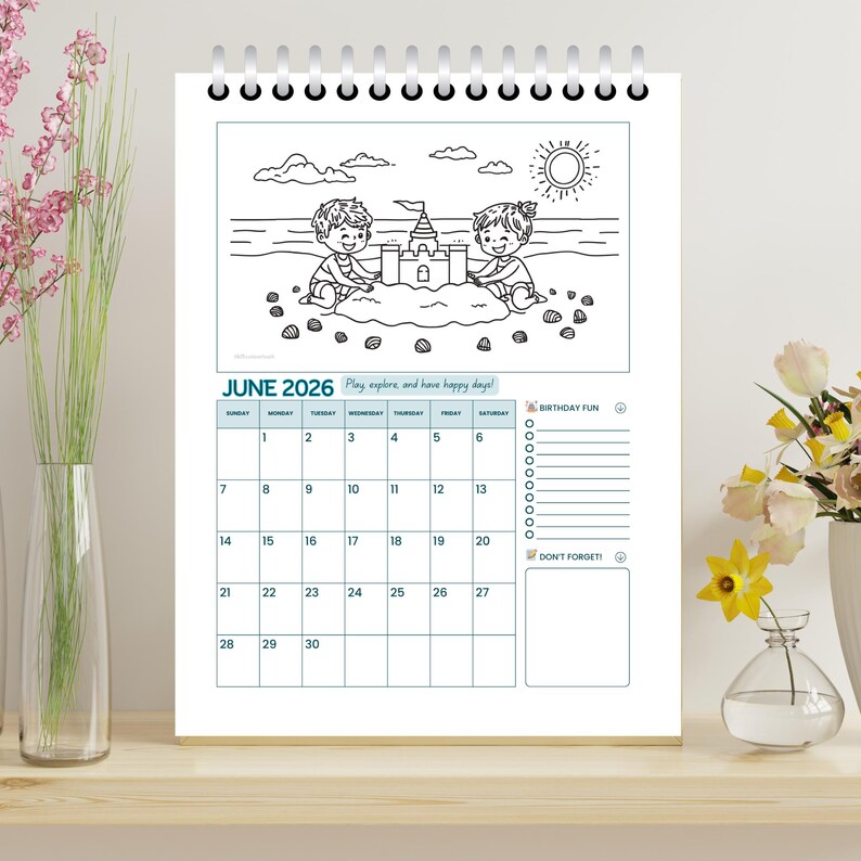 Kids Coloring Calendar 2026 Printable | Monthly Coloring Pages PDF ...