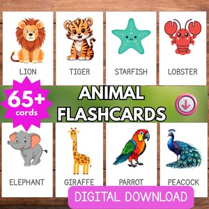 Fun and Educational Animal Flashcards for Kids: Montessori Learning Cards (Printable PDF)
