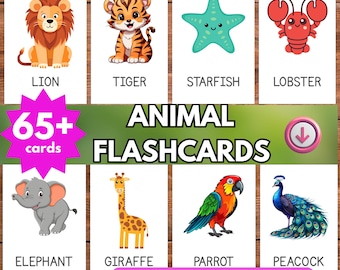 Fun and Educational Animal Flashcards for Kids: Montessori Learning Cards (Printable PDF)