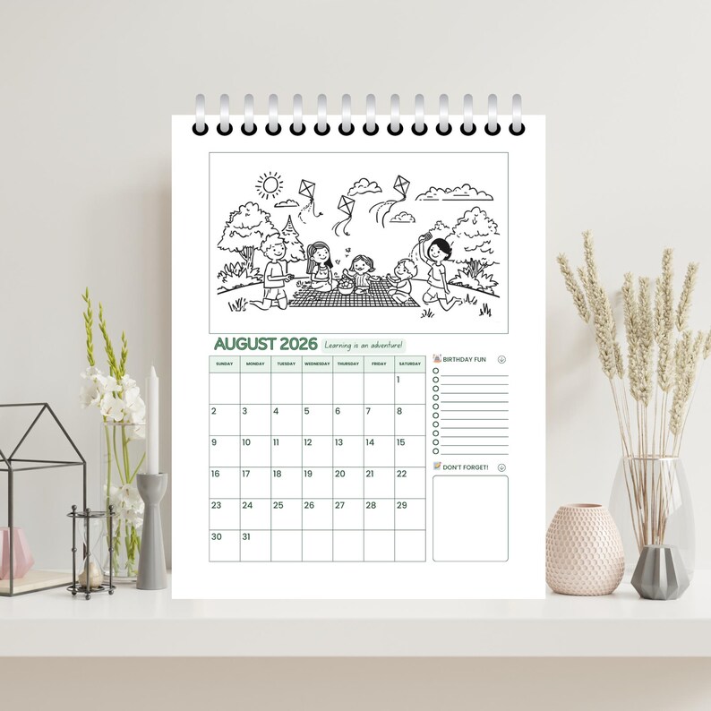 Kids Coloring Calendar 2026 Printable | Monthly Coloring Pages PDF ...