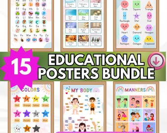 Educational Posters: Alphabet, Numbers, Shapes (Printable PDF)