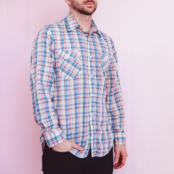 Vintage Levi’s 1970’s Movin On Plaid Button Down … - image 1