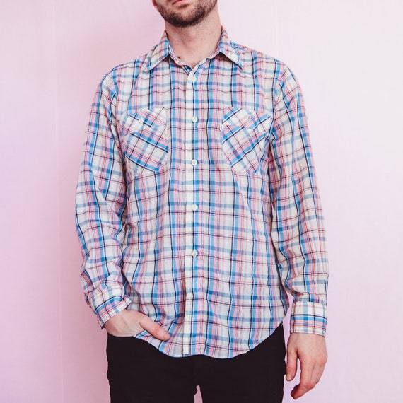 Vintage Levi’s 1970’s Movin On Plaid Button Down … - image 2