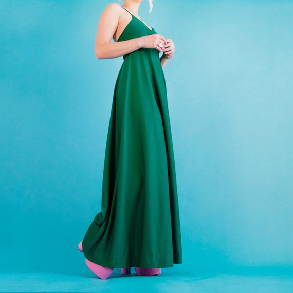 Vintage 70’s Emerald Green Maxi Dress XS - image 4