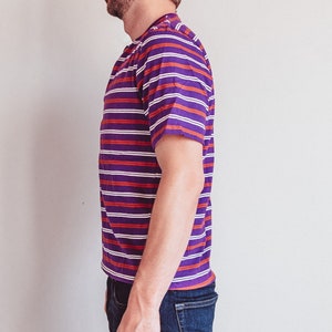 Vintage 90s Mens Striped Slim Fit Tee Medium image 3