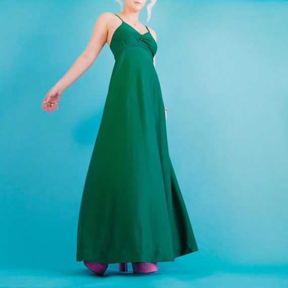 Vintage 70’s Emerald Green Maxi Dress XS - image 9