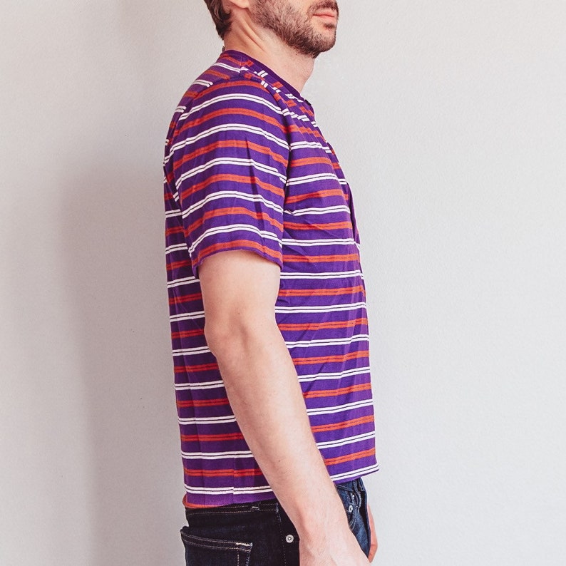 Vintage 90s Mens Striped Slim Fit Tee Medium image 5