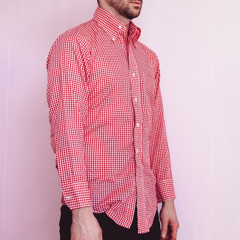 Vintage 1970s Mens Check Button Down Shirt Medium image 3